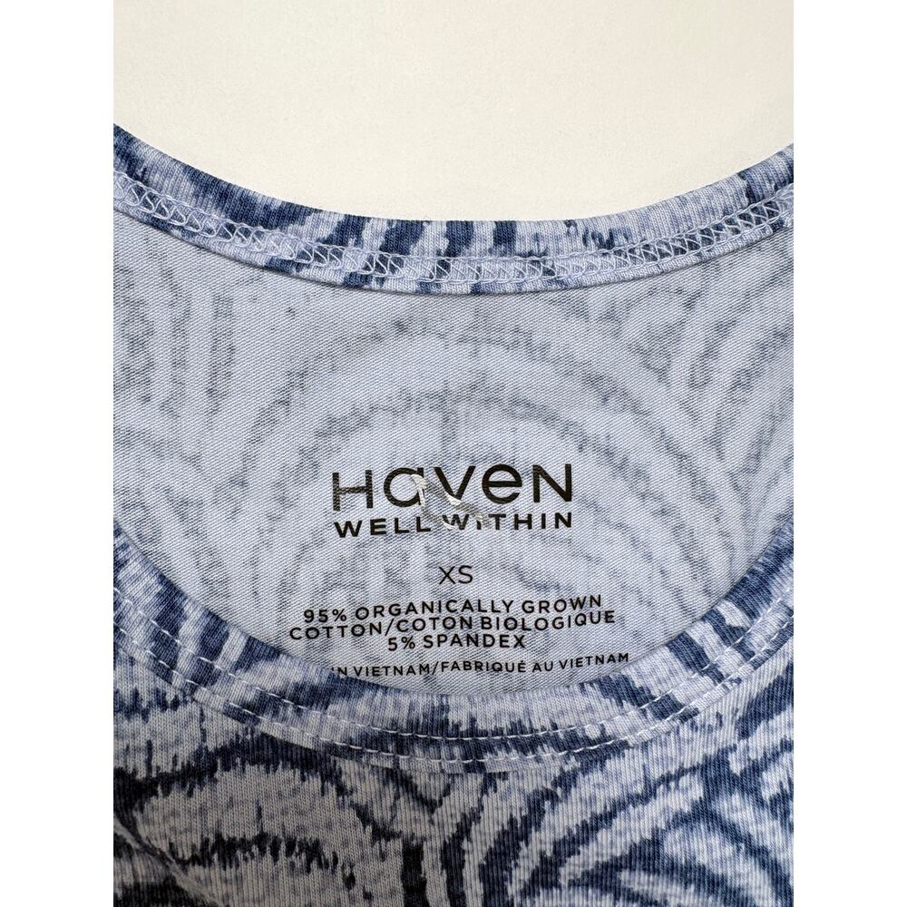 Haven Well Within Organic Cotton Blue White Abstract Print Swing Dress Coastal - Picture 5 of 14
